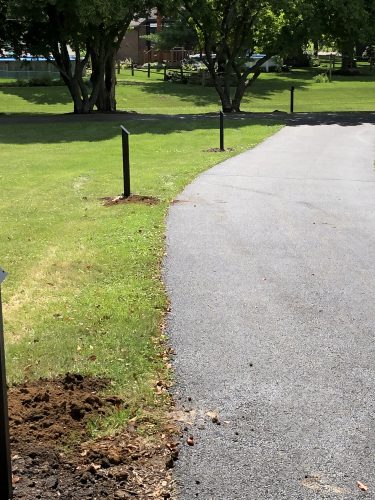 posts set for the story walk along the walking path