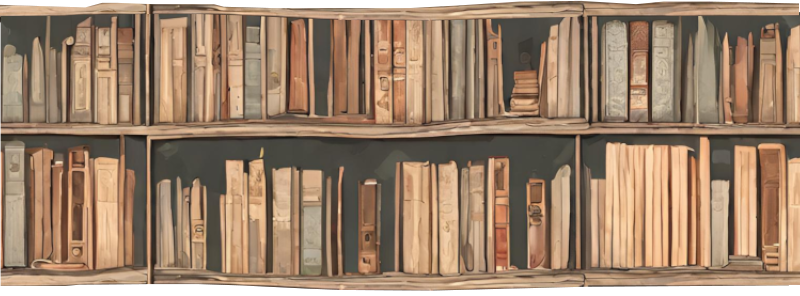 two shelves with books