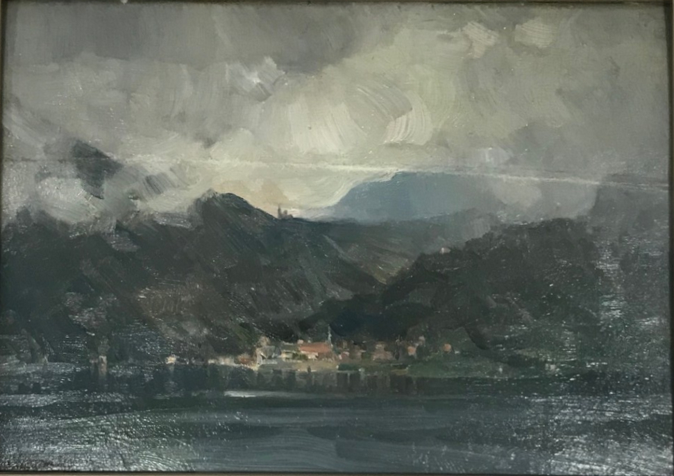 Oliver Dennett Grover, “Lake Orta, Italy,”Oil on Wood Panel, 1913