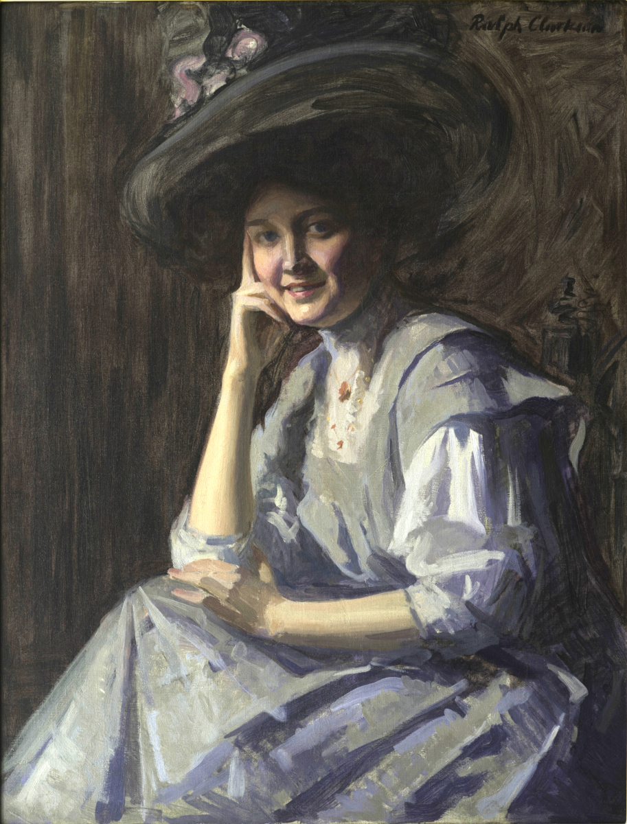 Ralph Elmer Clarkson, “Miss Sally,” or “The Girl with the Big Hat,” Oil on Canvas, c. 1908