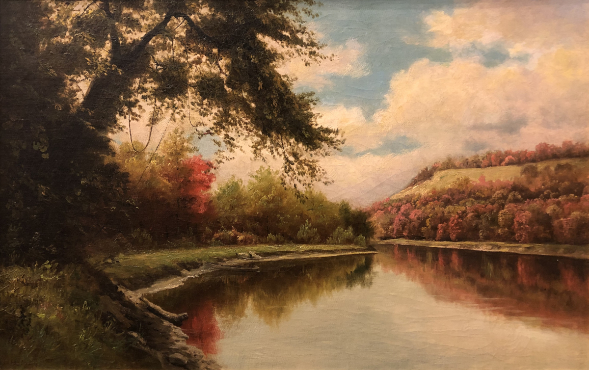 Henry Howard Bagg, “Rock River Bluff,” Oil on Board, c. Late 19th Early 20th Century