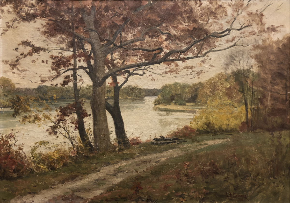 Charles Francis Browne, “Rock River Scene,” Oil on Canvas, c. 1916