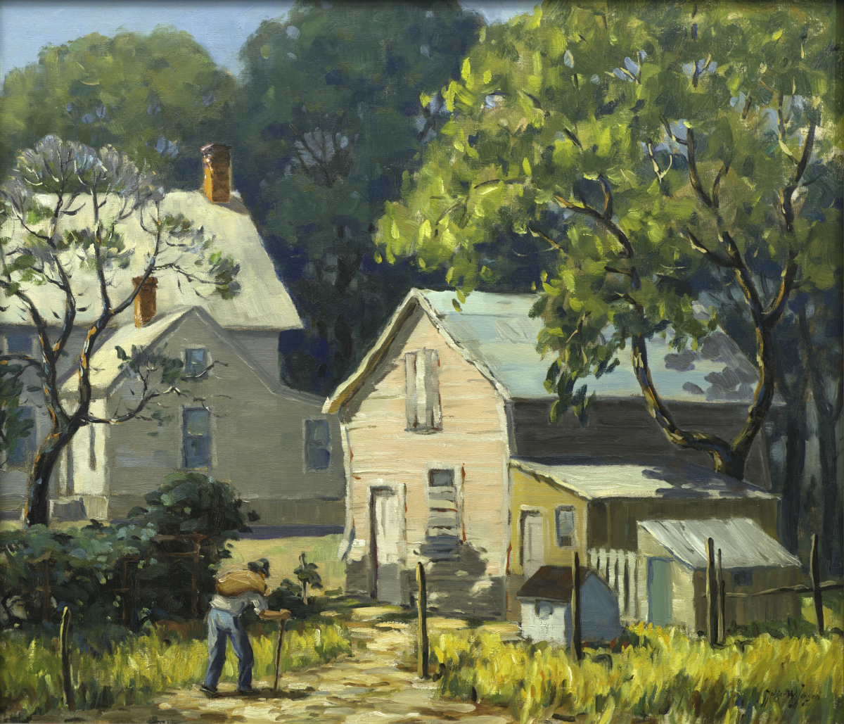 Holger W. Jensen, “The Back Way,” or “The Oldest House in Grand Detour,” Oil on Canvas, 1931