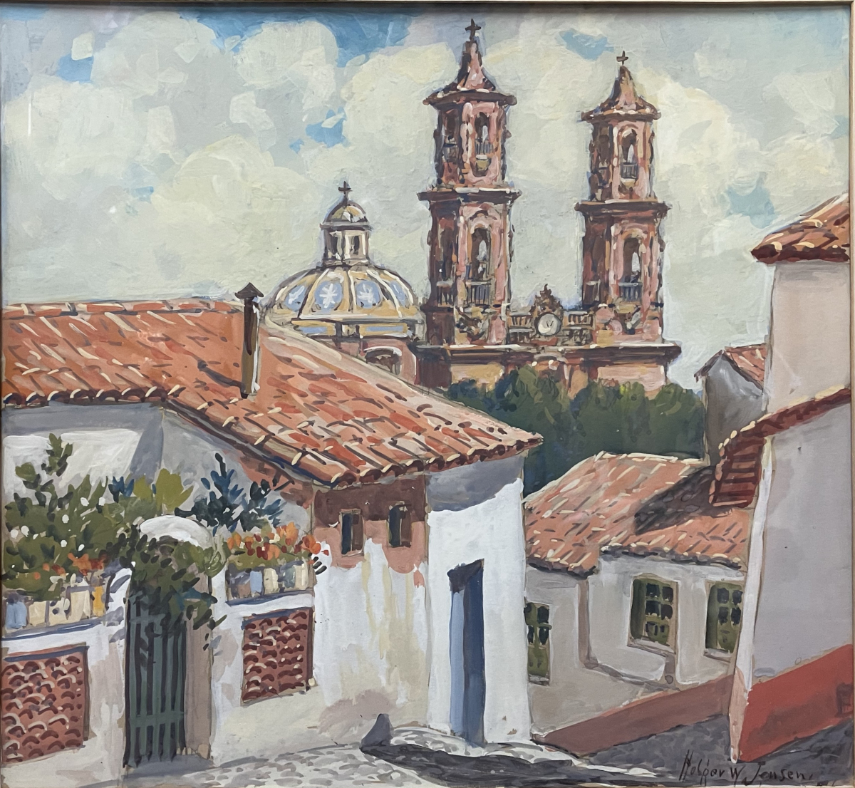 Holger W. Jensen, “Garden Gate (Taxco, Mexico),” Gouache on Paper, c. Early 20th Century