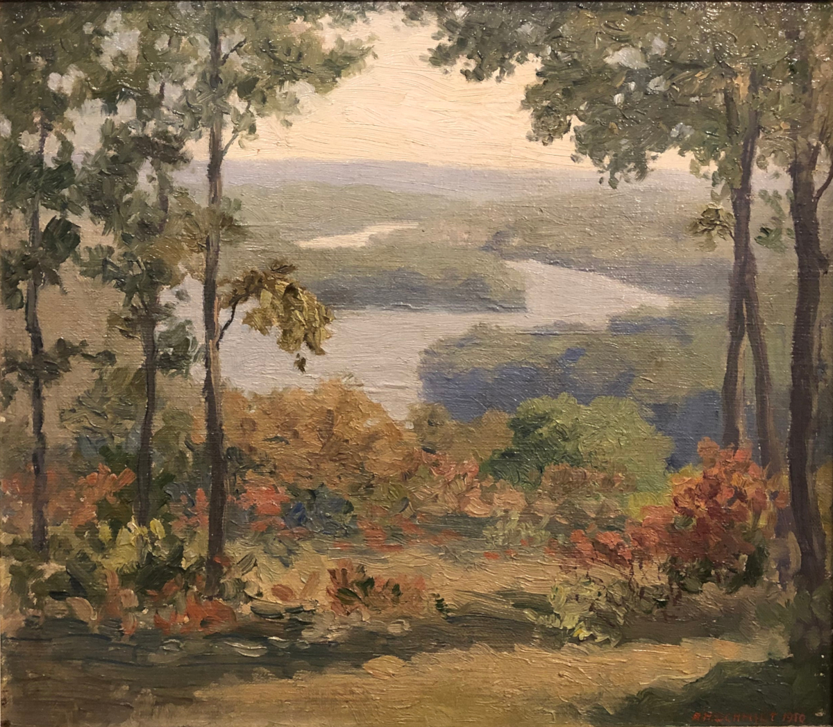 Albert Herman Schmidt, “View of the Rock River from the Artist Colony,” Oil on Canvas, c. 1910