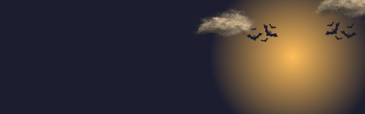 Moonlit sky with eerie dark clouds and bats